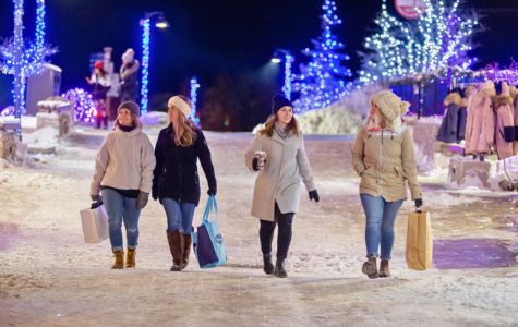 Friends shopping in the winter